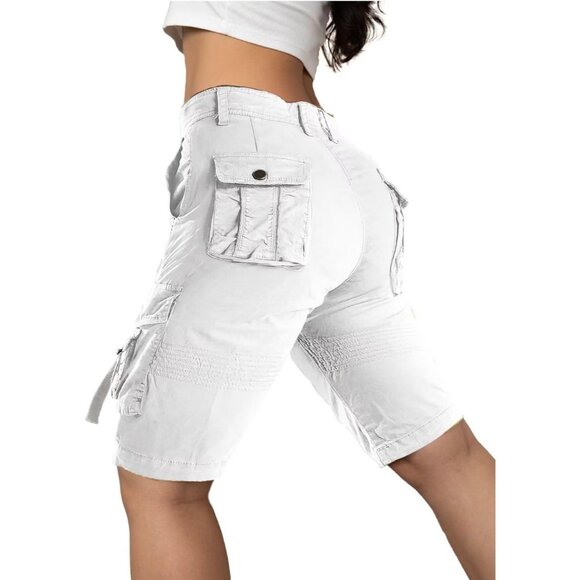 Women Flap Pocket Design Bermuda Cargo Shorts 2024 Trendy Hiking Short